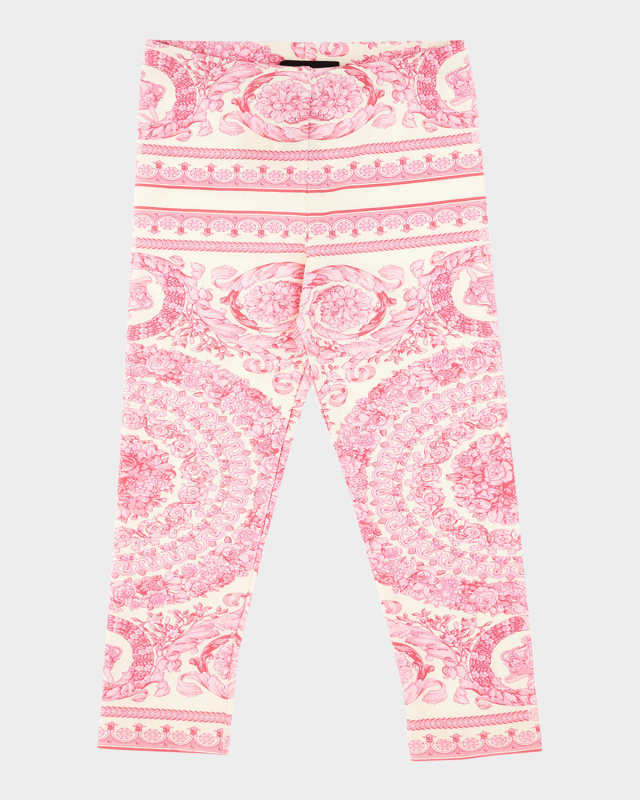 Girl's Barocco Foulard Jersey Leggings, Size 12M-5